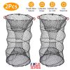 s2Pcs Crab Trap Bait Nets Shrimp Prawn Crayfish Lobster Bait Fishing Pot Cage Basket 22x11.8in