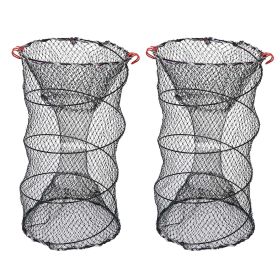 s2Pcs Crab Trap Bait Nets Shrimp Prawn Crayfish Lobster Bait Fishing Pot Cage Basket 22x11.8in