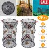 s2Pcs Crab Trap Bait Nets Shrimp Prawn Crayfish Lobster Bait Fishing Pot Cage Basket 22x11.8in