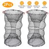 s2Pcs Crab Trap Bait Nets Shrimp Prawn Crayfish Lobster Bait Fishing Pot Cage Basket 22x11.8in