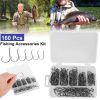 160Pcs Offset Fishing Hooks Kit Stainless Steel Sharp Fishing Hooks Octopus Circle Hooks Size #01-5/0 w/ Storage Box