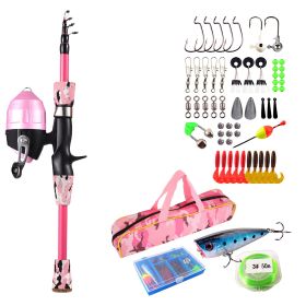 Kids Fishing Pole Set Fishing Starter Kit Telescopic Fishing Rod and Reel Combo Kit with Tackle Box 56Pcs Fishing Lures for Boys Girls (Option: 1.5_Pink)